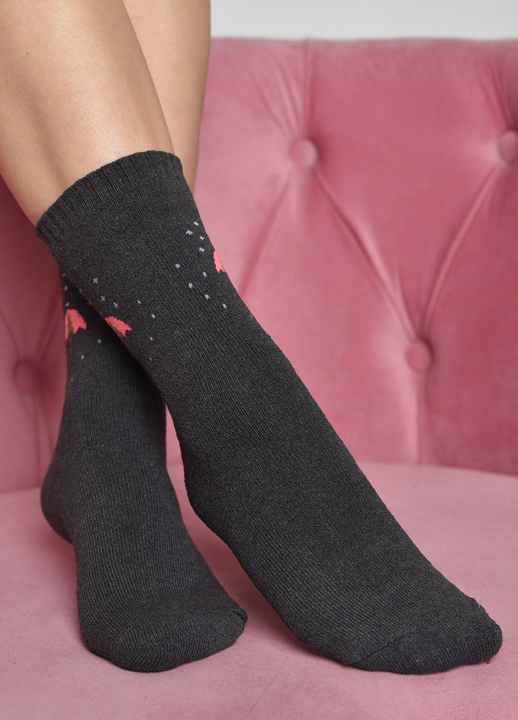Шкарпетки махрові жіночі темно-сірого кольору розмір 37-42 Let's Shop (268661275)