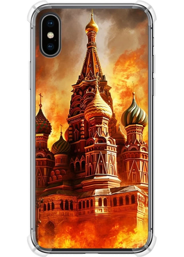 Силіконовий протиударний с посиленими кутами чохол 'Кремль у вогні' для Endorphone Apple iPhone X (258703318)