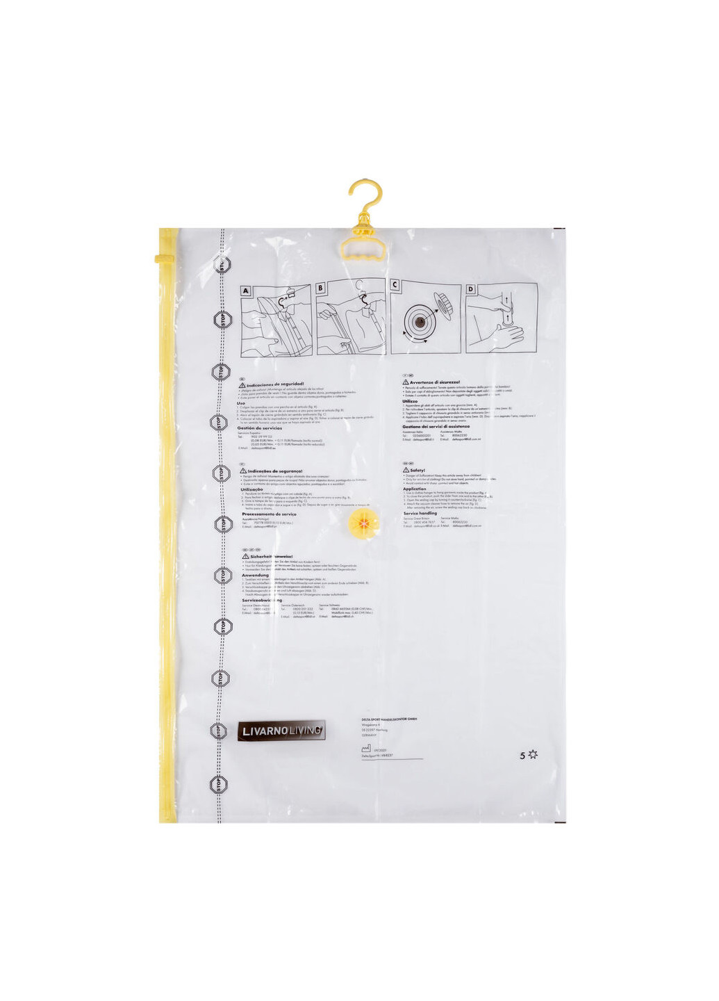 Вакуумный мешок для одежды прозрачный 70х104см желтый Livarno home (261486583)