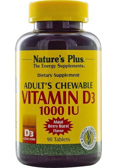 Nature's Plus Adult's Chewable Vitamin D3 1000UI 90 Tabs Maui Berry Burst Flavor NTP1044 Natures Plus (256725545)