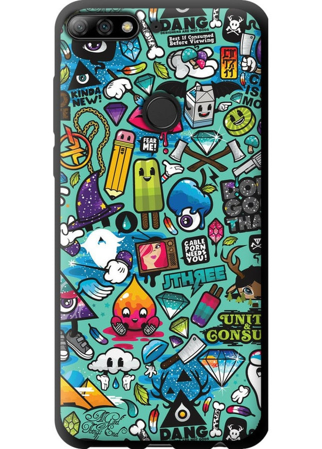 TPU чехол 'Стикер бомбинг 1' для Endorphone Huawei Y7 Prime 2018 (257952828)