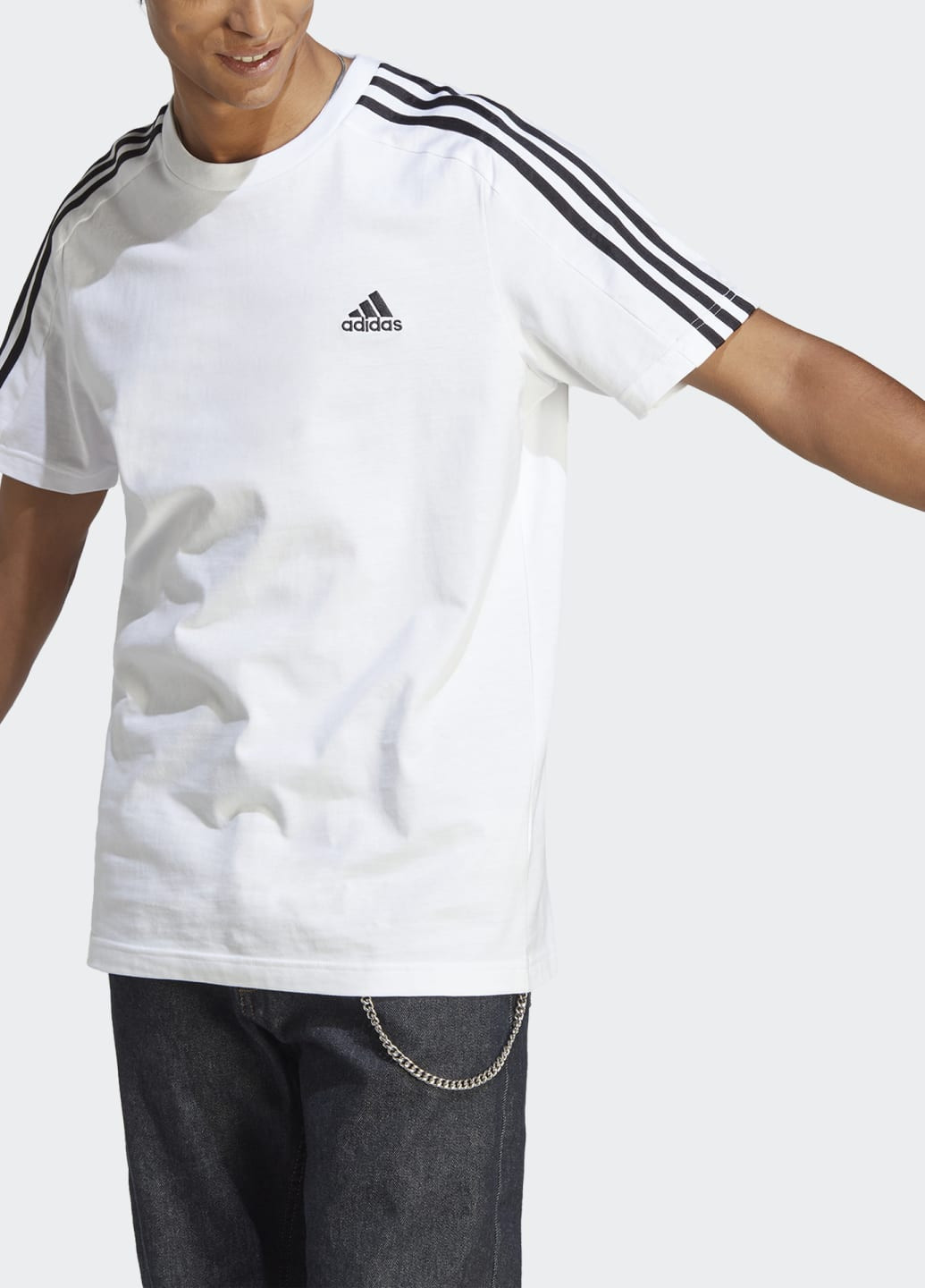 Біла футболка essentials single jersey 3-stripes adidas