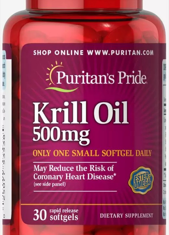 Puritan's Pride Krill Oil 500 mg 30 Softgels Puritans Pride (257079448)
