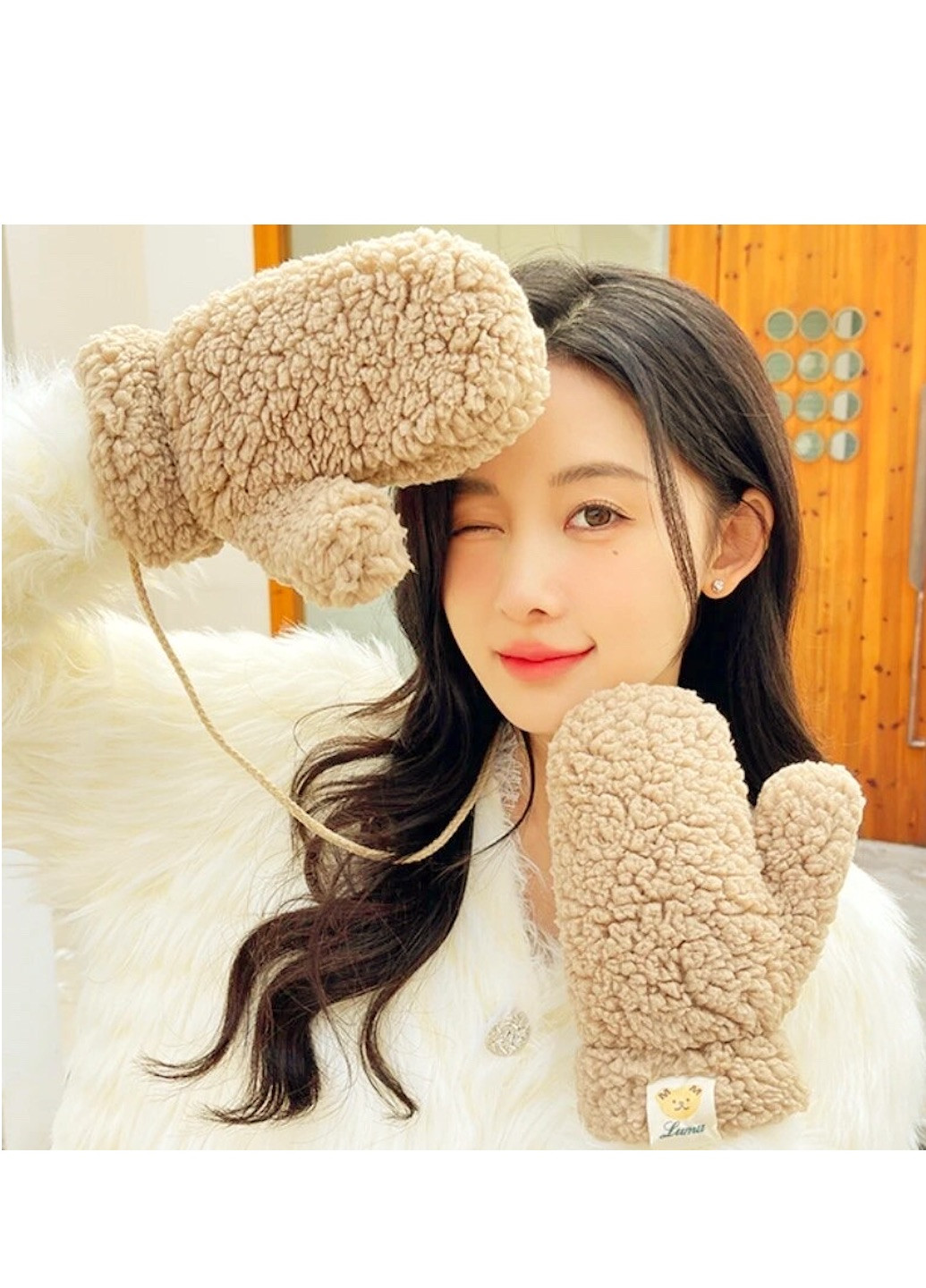 хутряні Ведмідь Тедді зі шнурком Brand рукавиці (273178756)