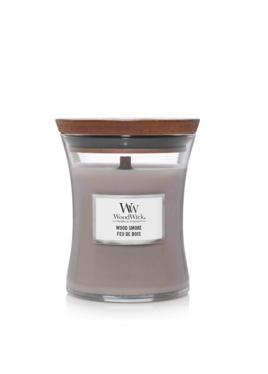 Ароматическая свеча с ароматом кедра и тлеющего угля Mini Wood Smoke Feu De Bois WoodWick (268056157)