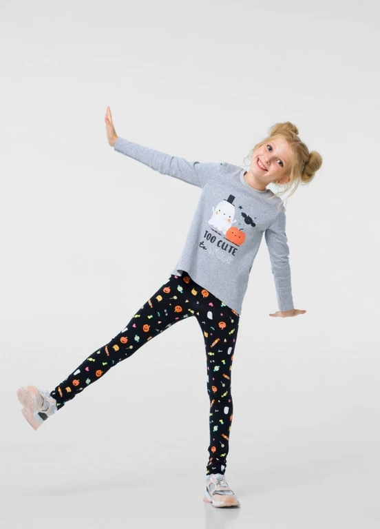Сірий комплект для дівчинки (туніка довгий рукав + лосини) сірий меланж Smil