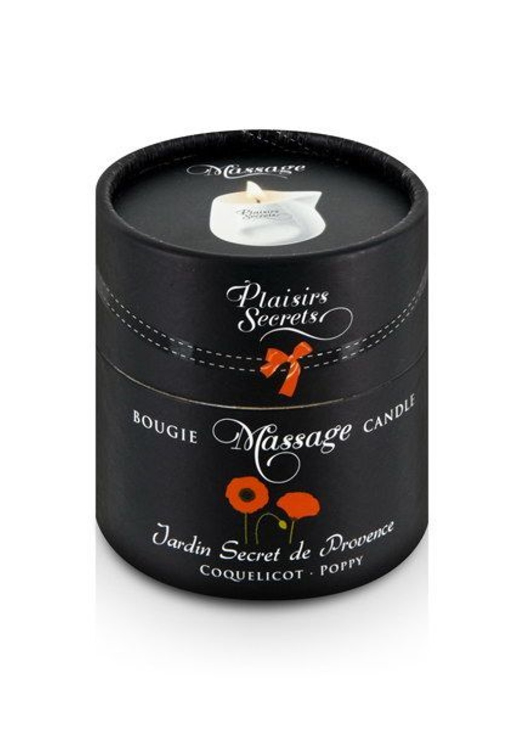 Масажна свічка Poppy (80 мл) подарункова упаковка, керамічний посуд Plaisirs Secrets (277235169)