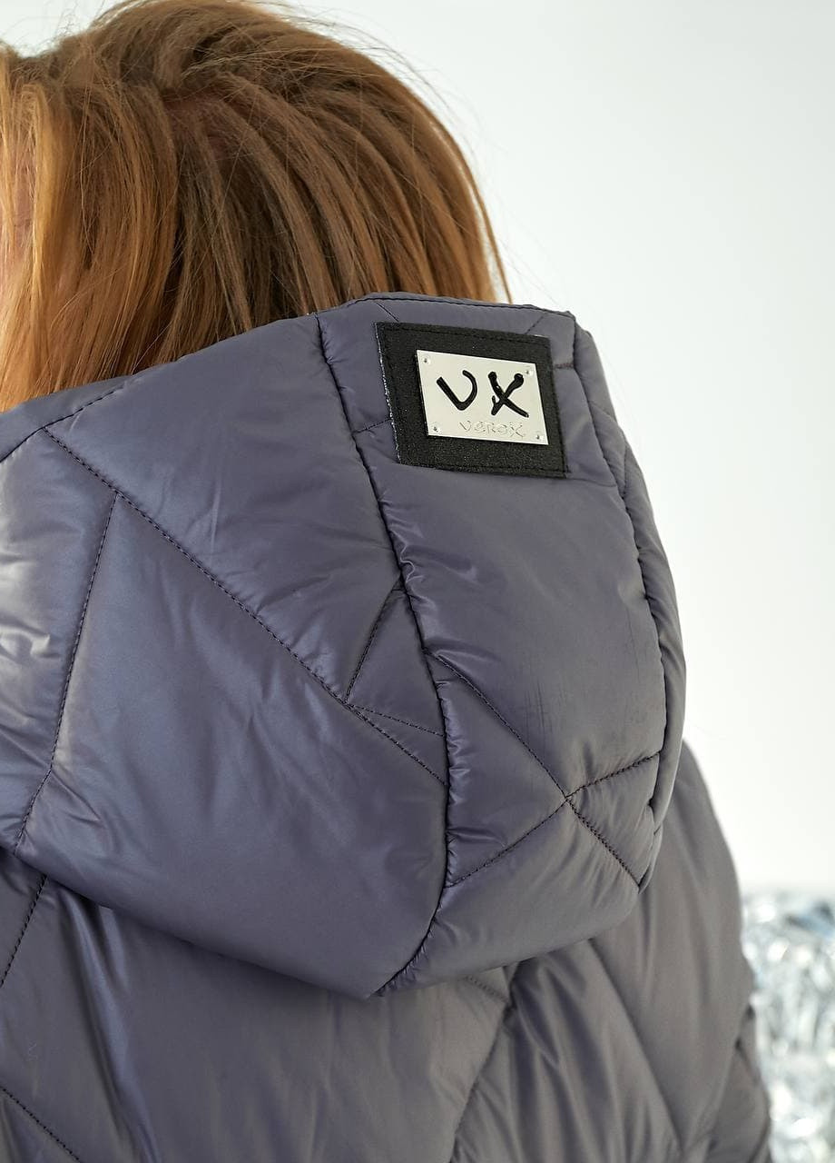 Серая женская стеганная куртка прямого кроя с накладными карманами серого цвета р.48/50 354248 New Trend