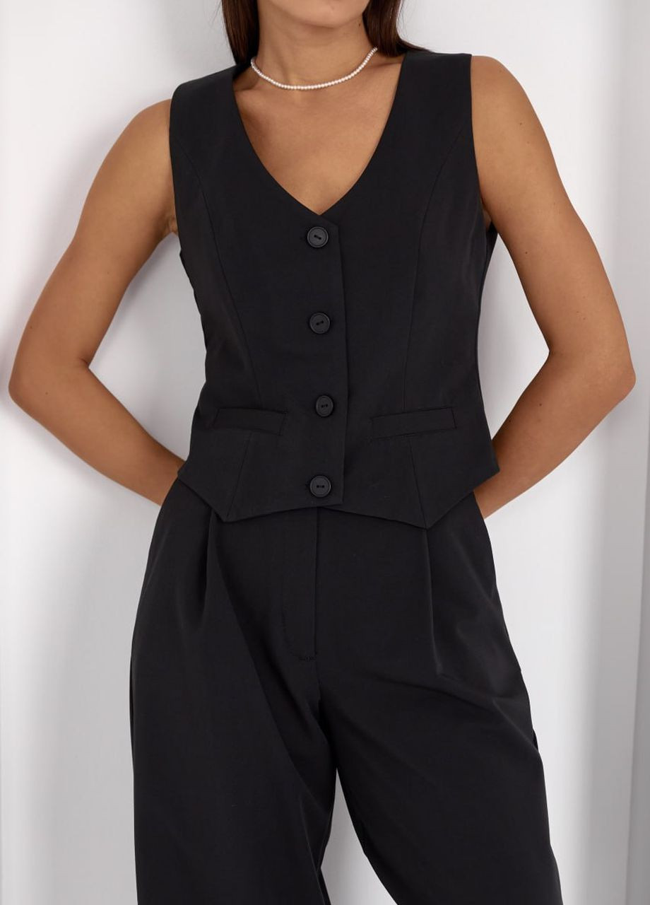 Женский костюм двойка жилетка и палаццо цвет черный р.L 441431 New Trend (263133985)