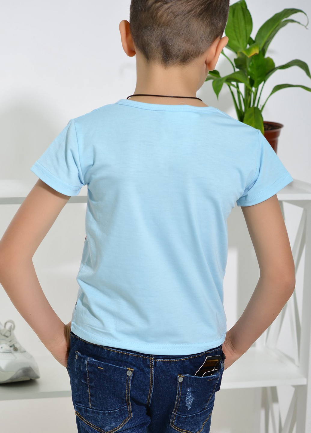 Синя футболки сорочки футболка на хлопчика блакитна (лента) Lemanta