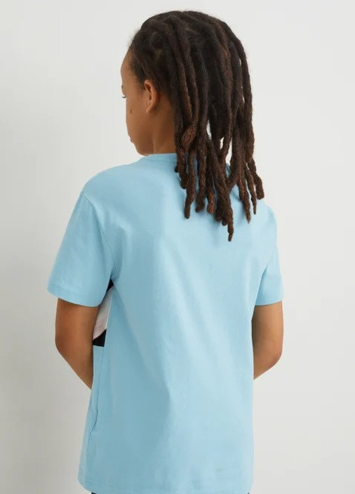 Голубая летняя подростковая футболка для мальчика 2188686 C&A