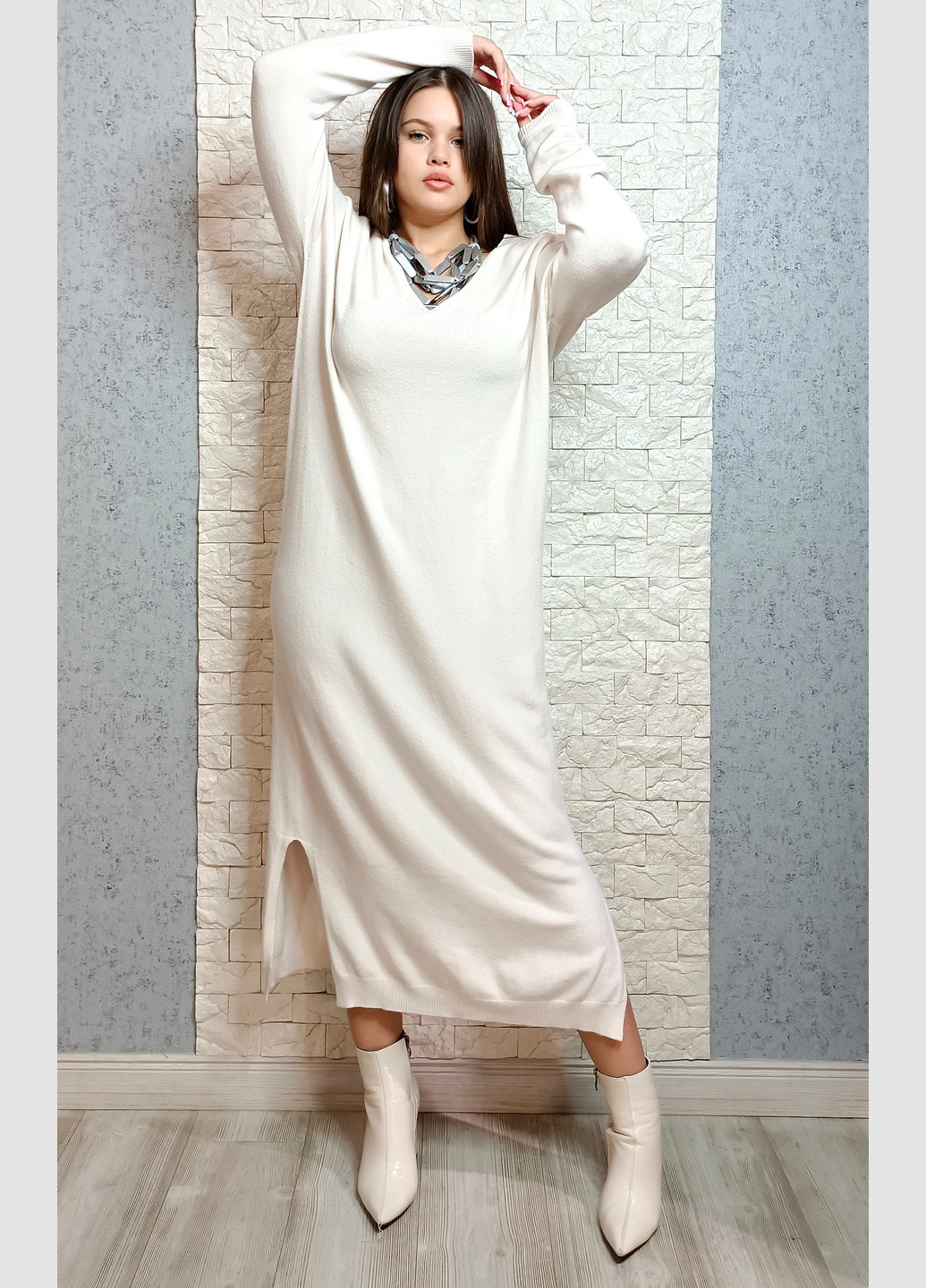 Молочна кежуал сухня сукня светр New Collection однотонна
