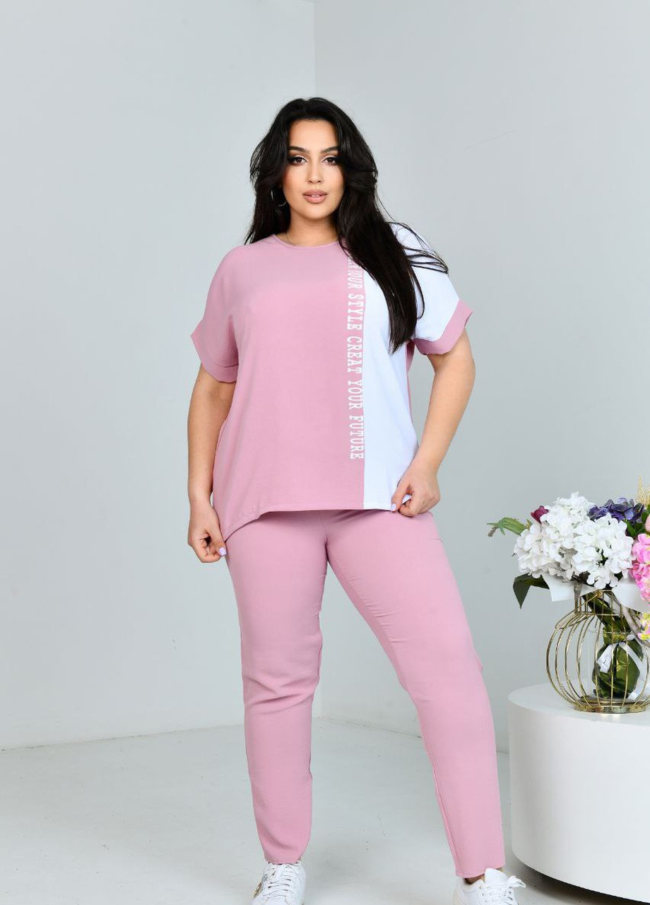 Женский прогулочный костюм двойка цвет розовый р.50 432235 New Trend (258686015)