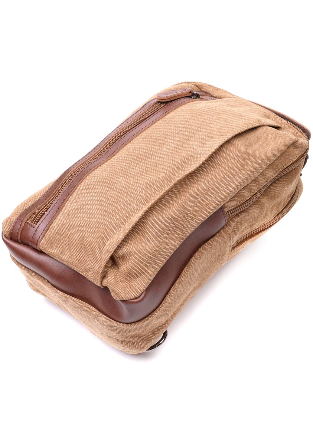 Вертикальна чоловіча сумка через плече із щільного текстилю 22191 Коричневий Vintage (267932196)