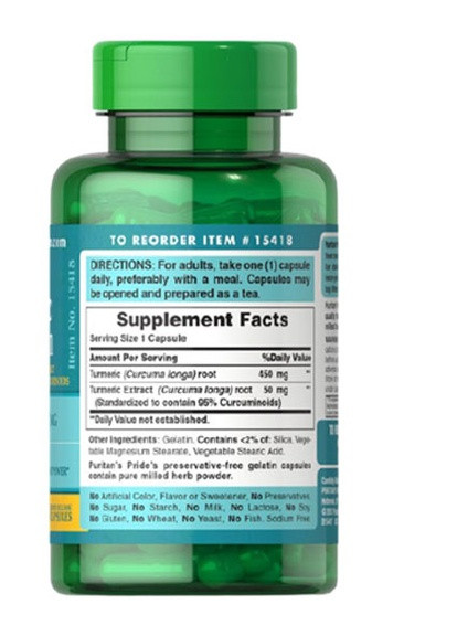 Puritan's Pride Turmeric Curcumin 500 mg 90 Caps Puritans Pride (256719898)