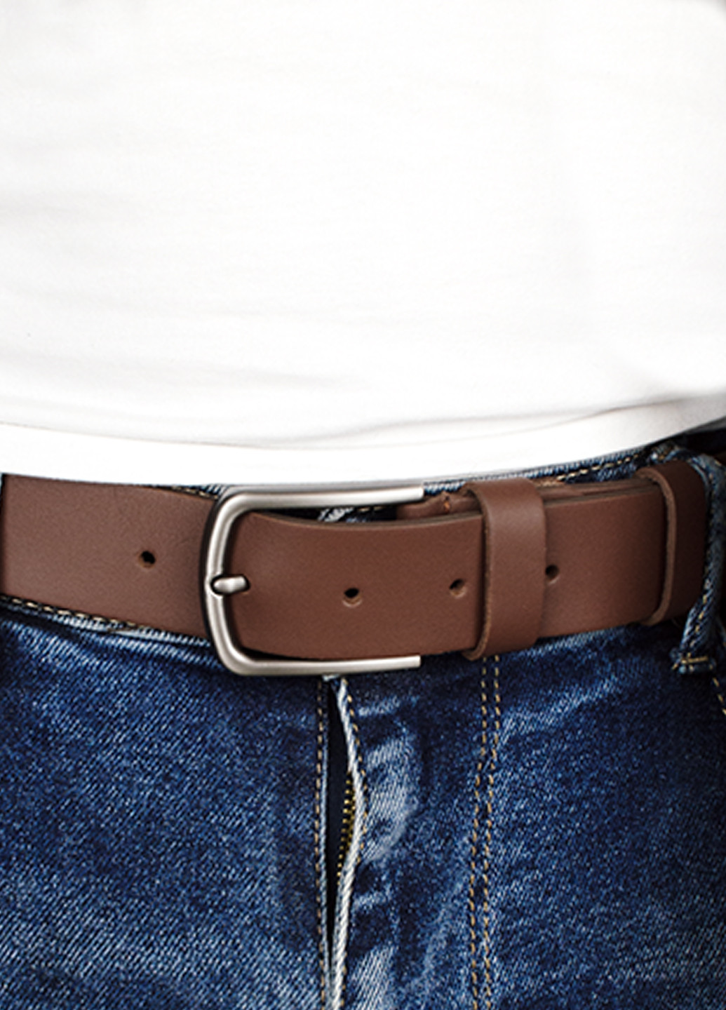 Ремінь чоловічий шкіряний HC-3461 L.brown (125 см) світло-коричневий класичний під штани HandyCover (265390859)