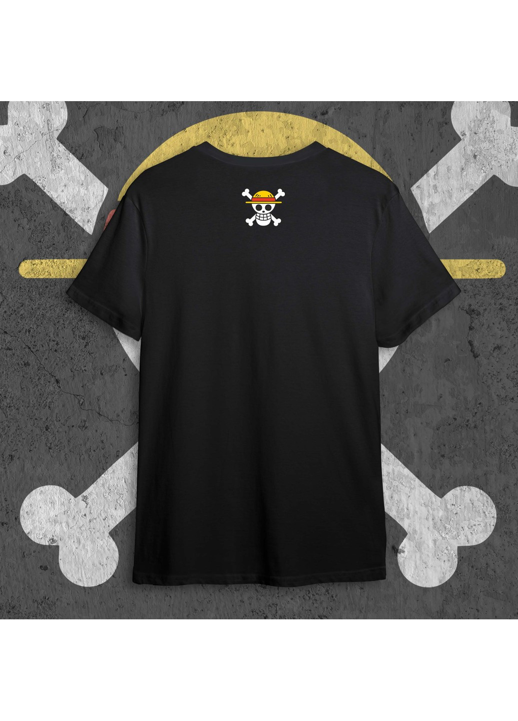 Чорна футболка з принтом ван піс - луффі і баґґі No Brand