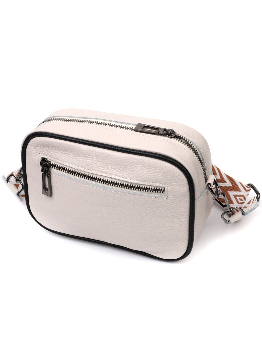 Женская сумка через плечо на одно отделение из натуральной кожи 22383 Белая Vintage (276457515)