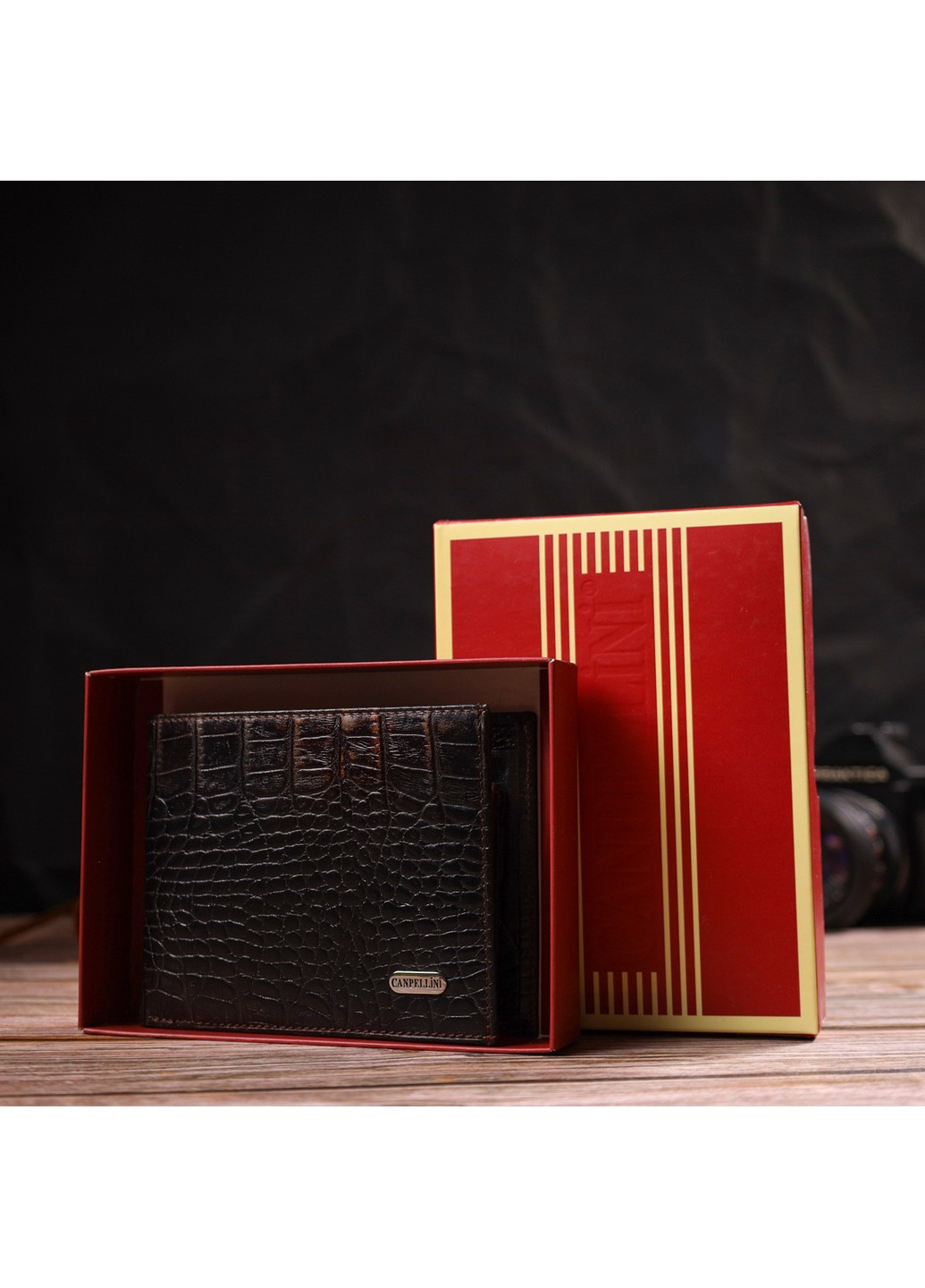 Фактурний чоловічий гаманець без застібки горизонтального формату з натуральної шкіри 21759 Коричневий Canpellini (259874112)