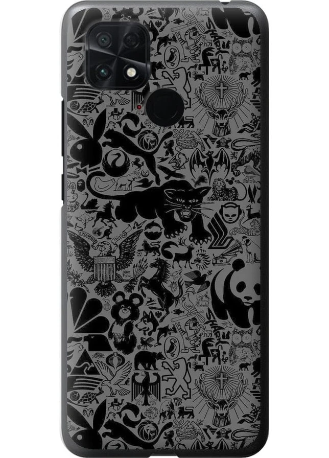 Силіконовий чохол 'Чорно-сірий стікер бомбінг' для Endorphone Xiaomi Poco C40 (259320769)