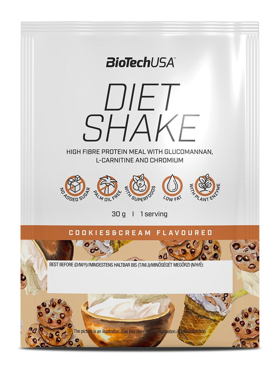Diet Shake 30 g /1 servings/ Cookies Cream Biotechusa (256722917)