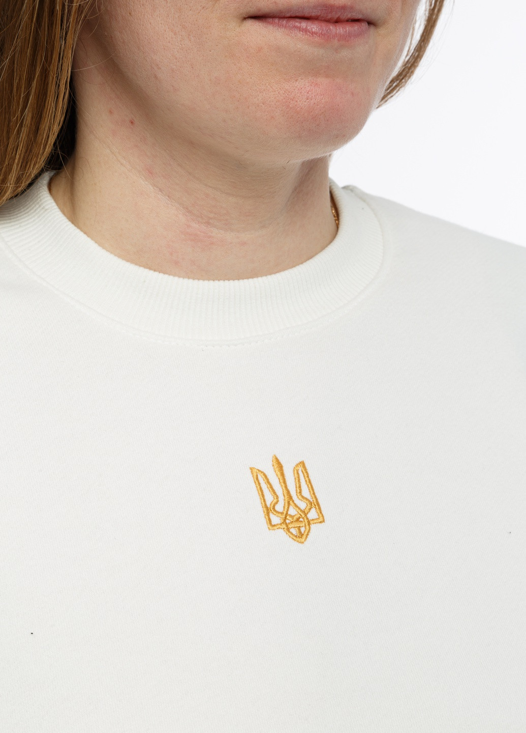 Женский свитшот с вышивкой "Тризуб класичний" белый Мальви - Свободный крой украинская символика белый кэжуал футер - (257591703)