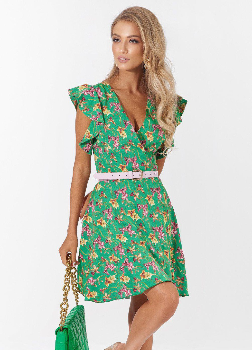 Зелена сукнi норма коротка літня сукня (ут000067790) Lemanta