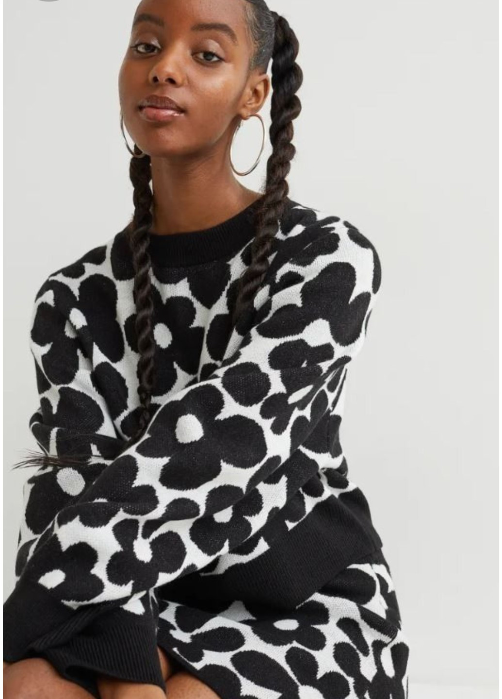 Черный демисезонный женский свитер в принт н&м (56311) s черный H&M