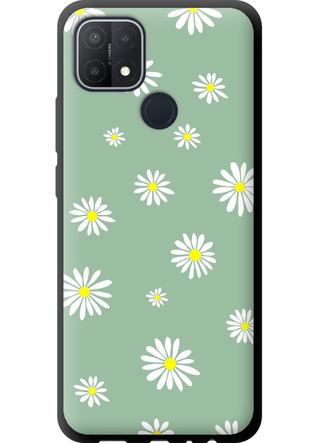 TPU черный чехол 'Ромашки v4' для Endorphone Oppo A15s (258083281)