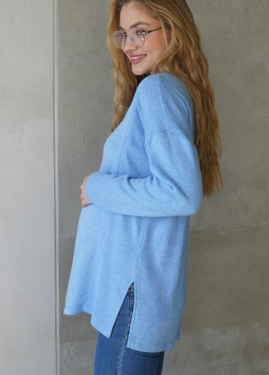 Блакитний джемпер кофта для вагітних та годуючих мам із секретом для годування м'який та зручний To Be (257856280)