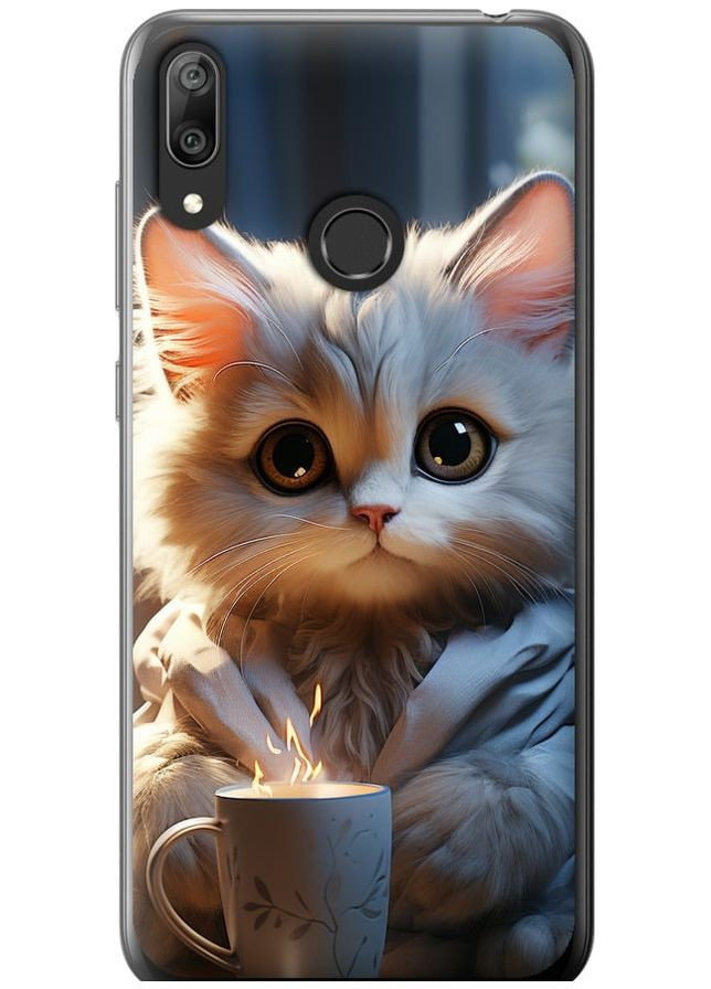 Силиконовый чехол 'White cat' для Endorphone Huawei Y7 2019 (265394334)