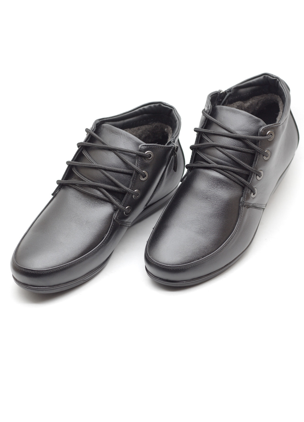 Черные зимние ботинки мужские из натуральной кожи Zlett