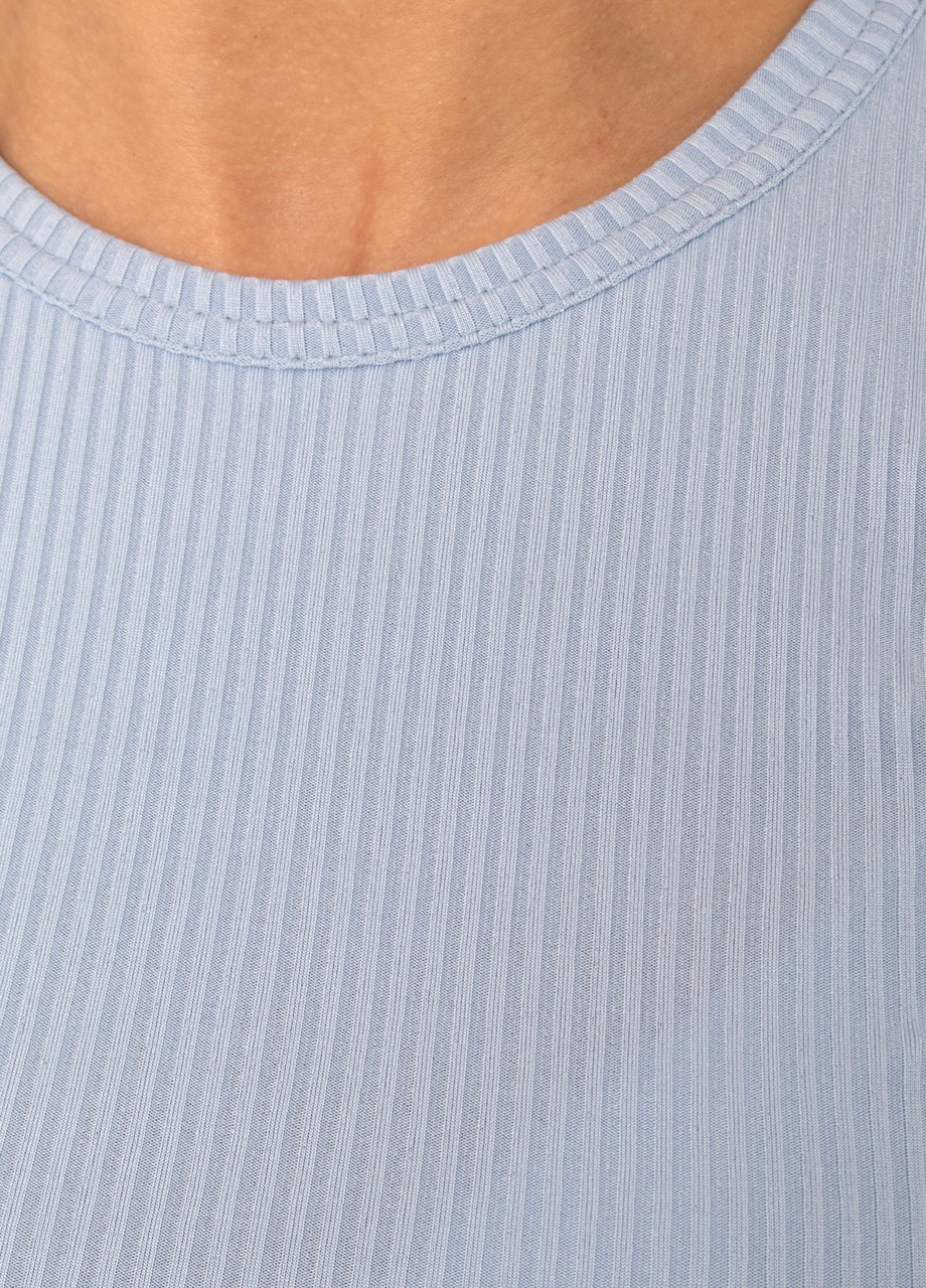 Голубая всесезон пижамный женский комплект тройка в рубчик, халат, футболка с шортами голубой Maybel