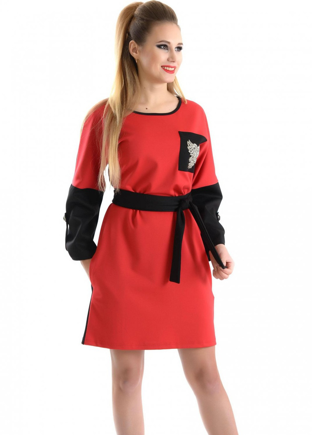 Червона сукнi норма сукня червона з чорним (ут000040926) Lemanta
