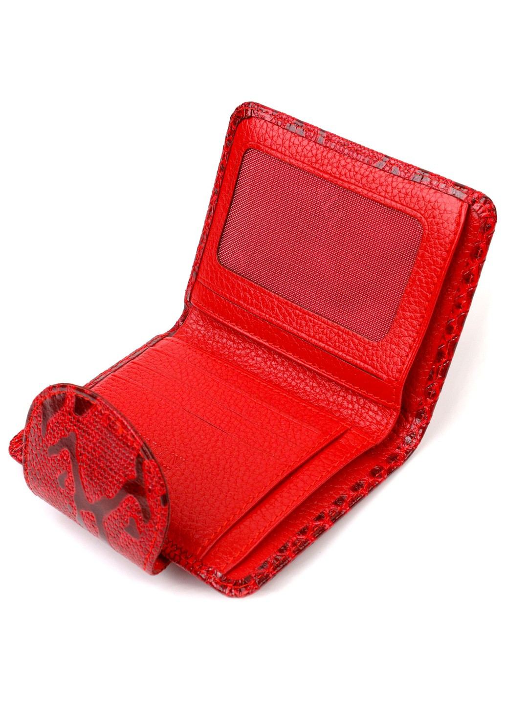 Лаковане жіноче портмоне середнього розміру з натуральної шкіри з тисненням під змію 21810 Червоне Canpellini (259873987)