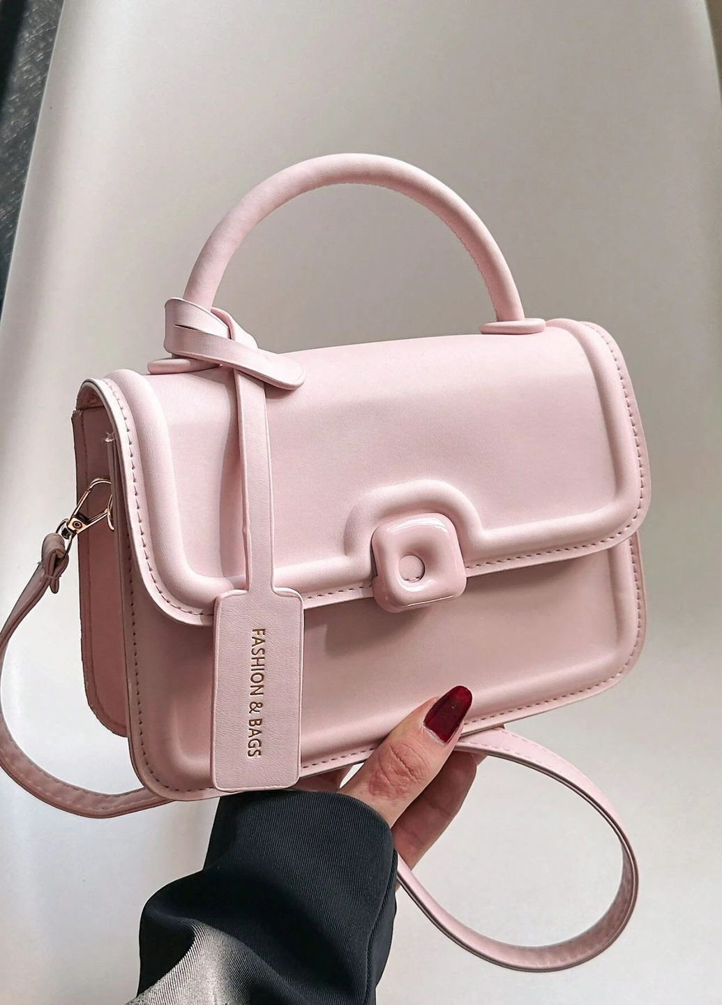 Женская классическая сумка кросс-боди на ремешке через плечо розовая No Brand (274074227)