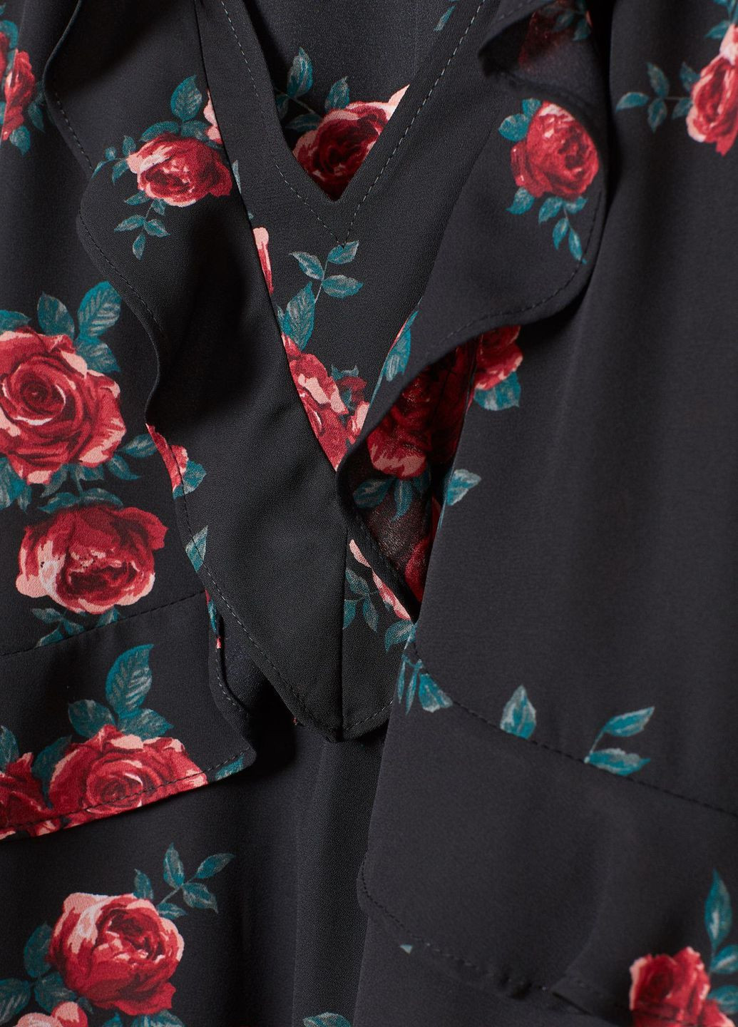 Черная блуза демисезон,черный в цветные узоры, divided H&M
