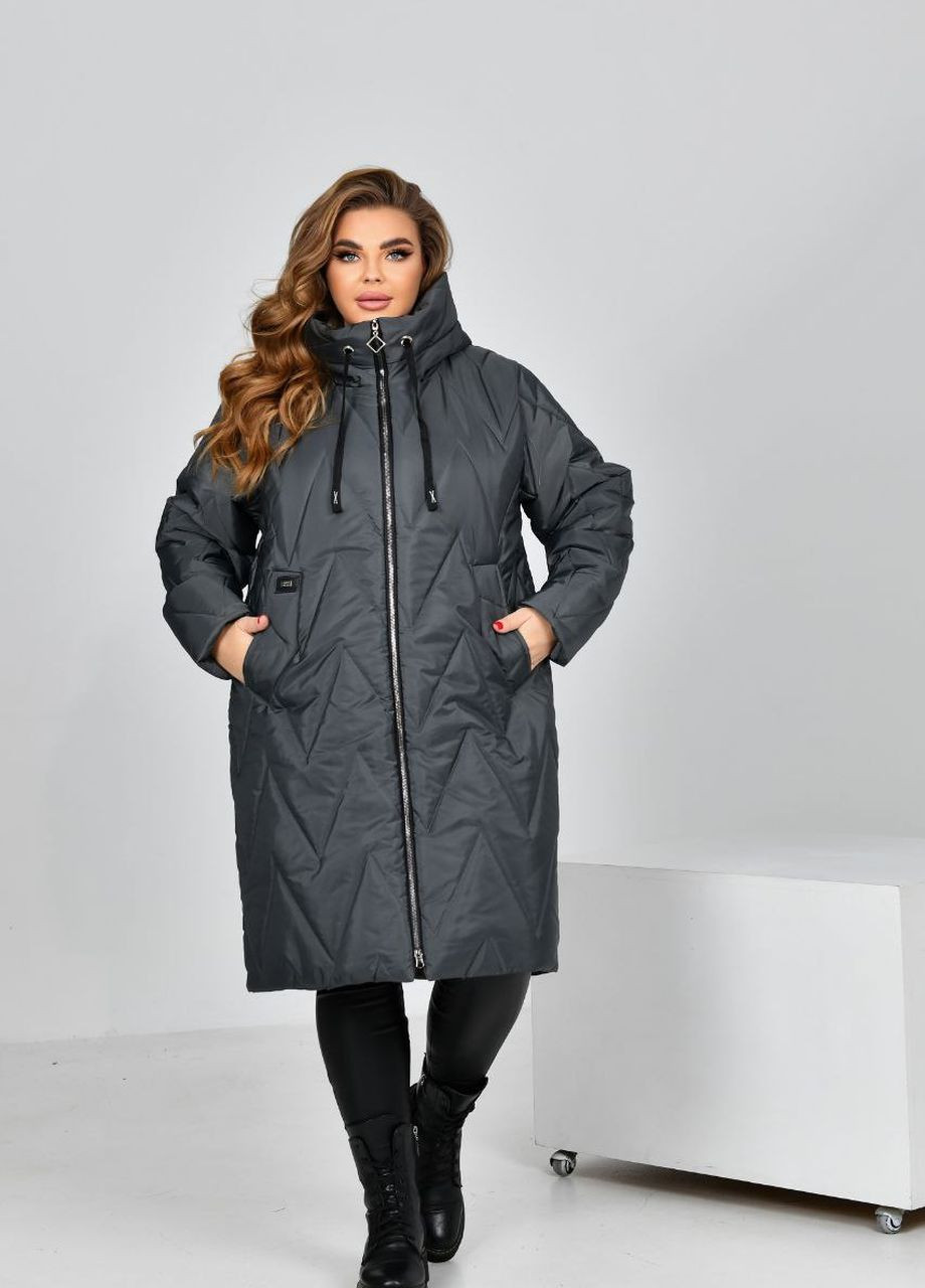 Сіра женская теплая курточка цвет серй р.54 447403 New Trend