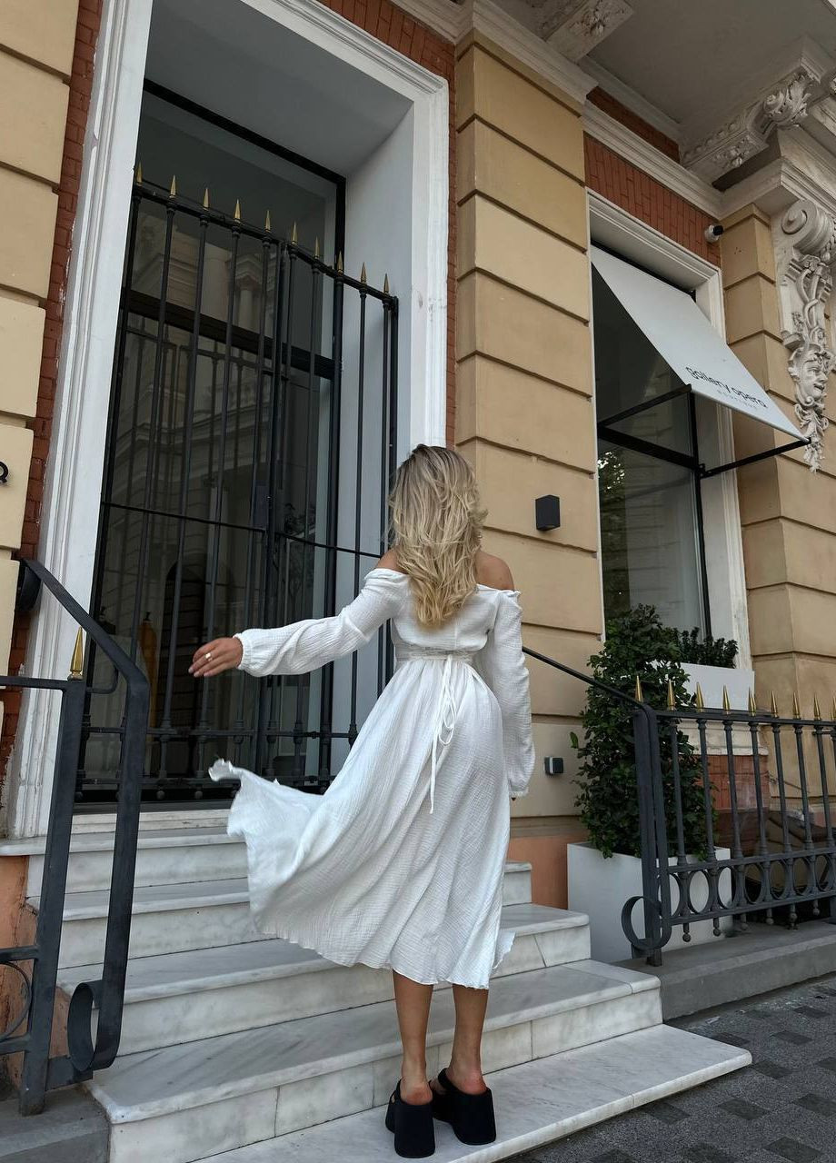 Белое кэжуал женское платье муслин No Brand