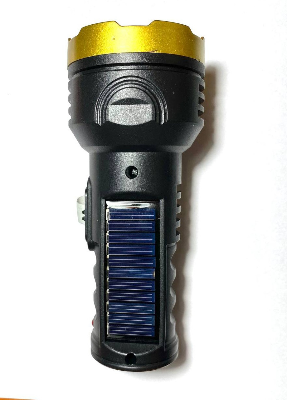 Фонарик ручной светодиодный аккумуляторный солнечная батарея цвет черный Gold чёрный
