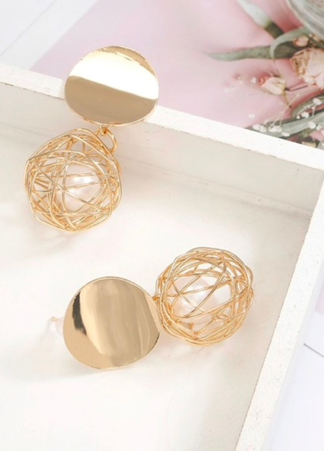 Сережки золотистые шарики внутри с бусинками Fashion Jewelry (275268505)