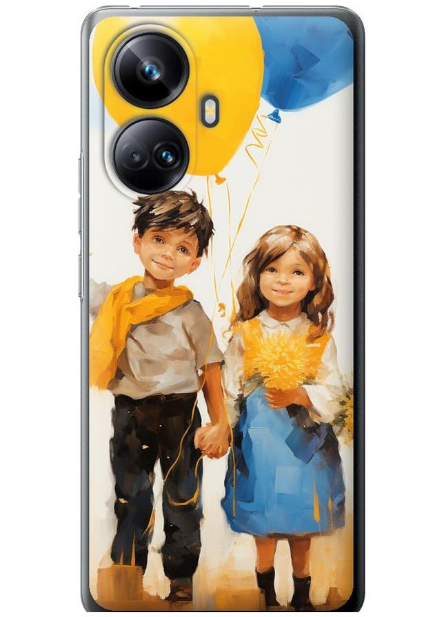 Силиконовый чехол 'Дети с шариками' для Endorphone Realme 10 Pro Plus (267239875)