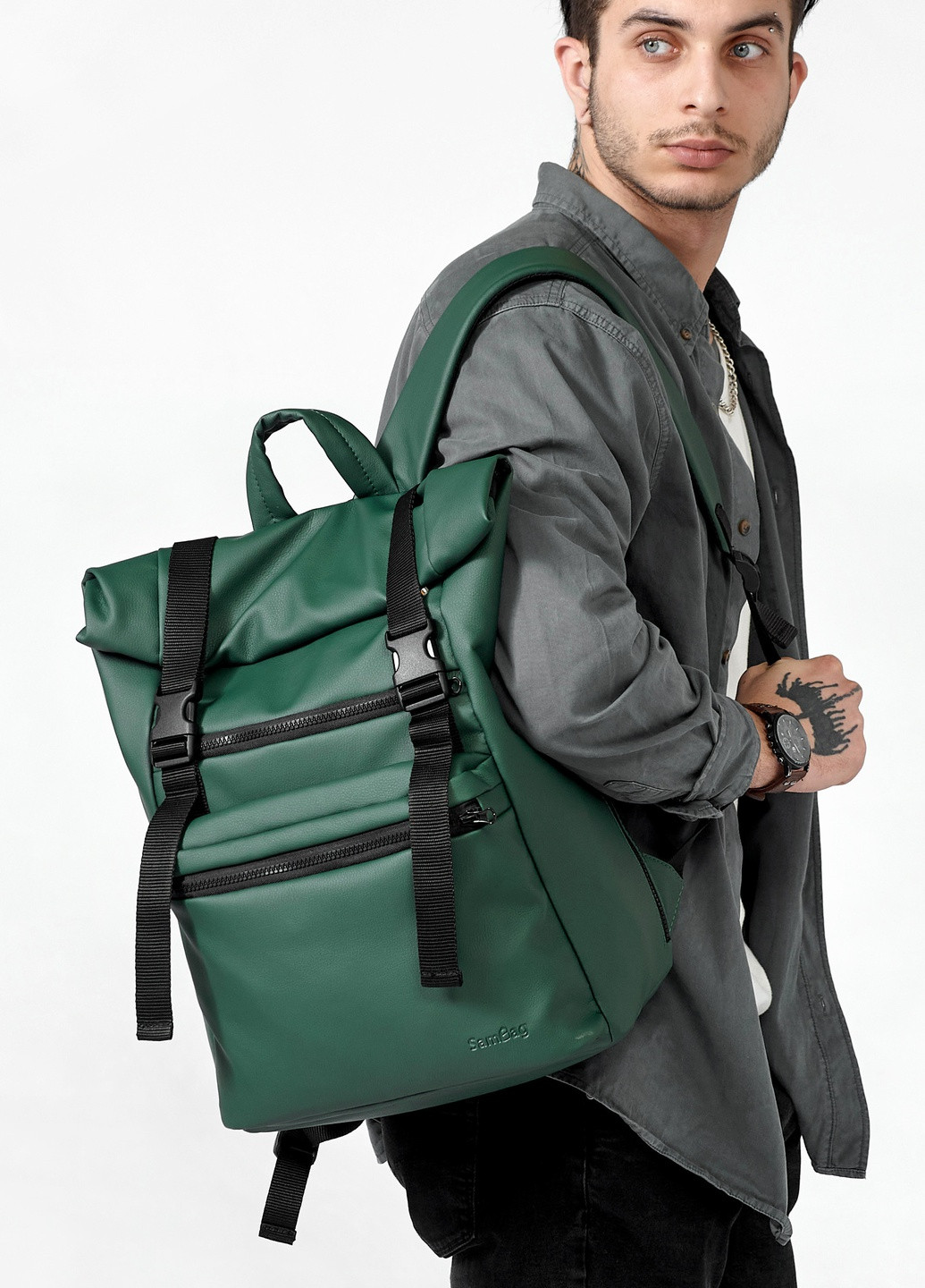 Мужской рюкзак ролл RollTop Zard зеленый Sambag (259347933)