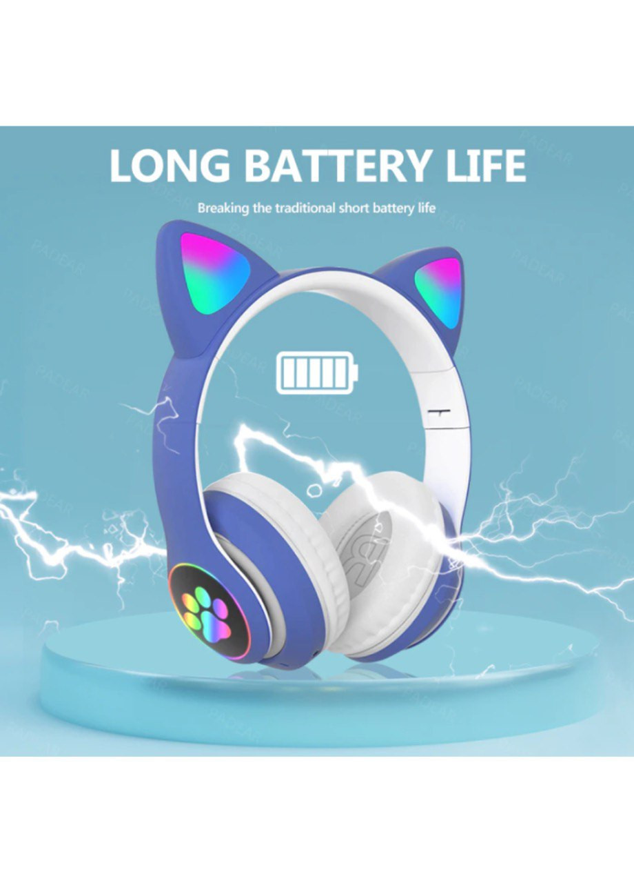 Наушники с кошачьими ушками Bluetooth Синие No Brand stn-28 (260495655)