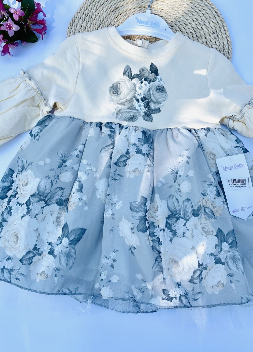 Бежева сукня для дівчинки у квітковий принт Murat baby (275399022)
