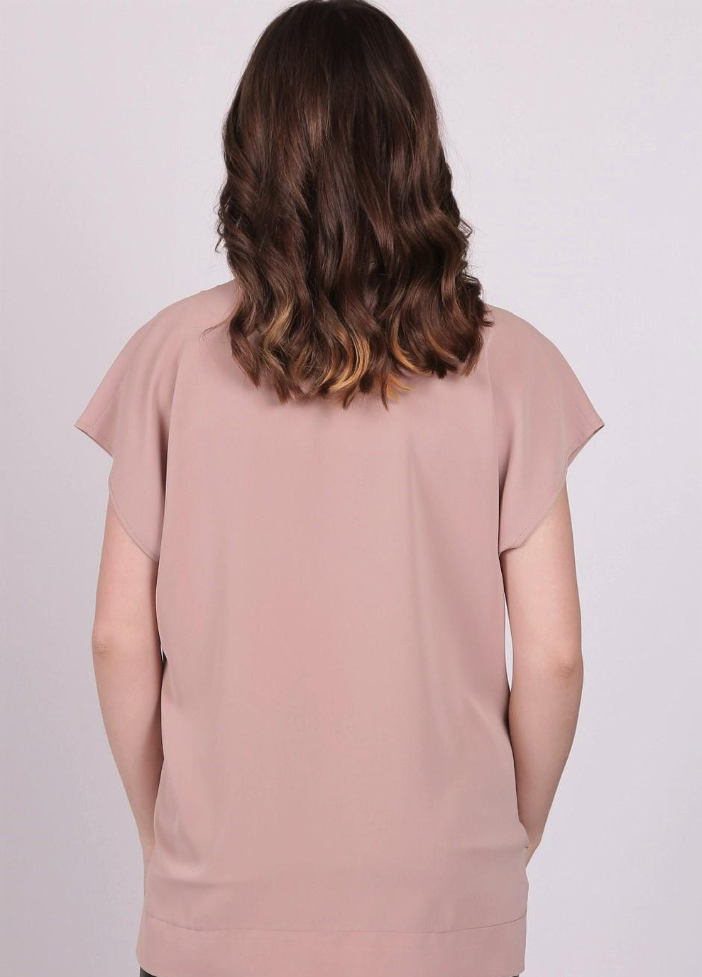 Світло-коричнева літня блузка жіноча 0071 однотонний софт капучино Актуаль