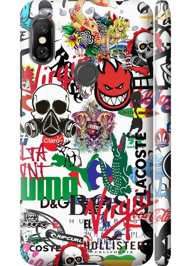 3D пластиковый матовый чехол 'Many different logos' для Endorphone Xiaomi Redmi Note 6 Pro (257906075)