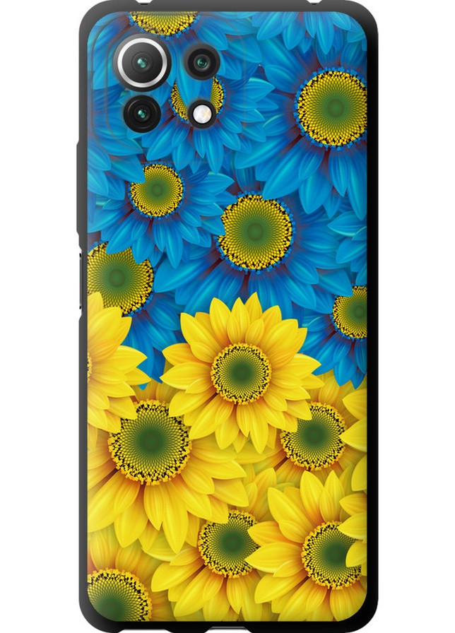 TPU черный чехол 'Жёлто-голубые цветы' для Endorphone xiaomi mi 11 lite (257839852)