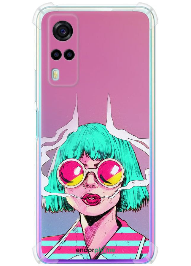 Силіконовий протиударний с посиленими кутами чохол 'Поп арт дівчина' для Endorphone Vivo Y53s (276193512)