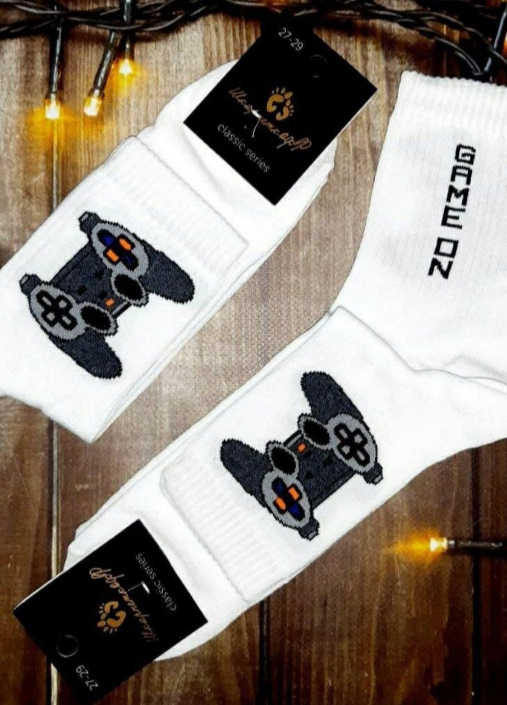 Модные белые высокие носки прикол с принтом Джостик No Brand (266624428)